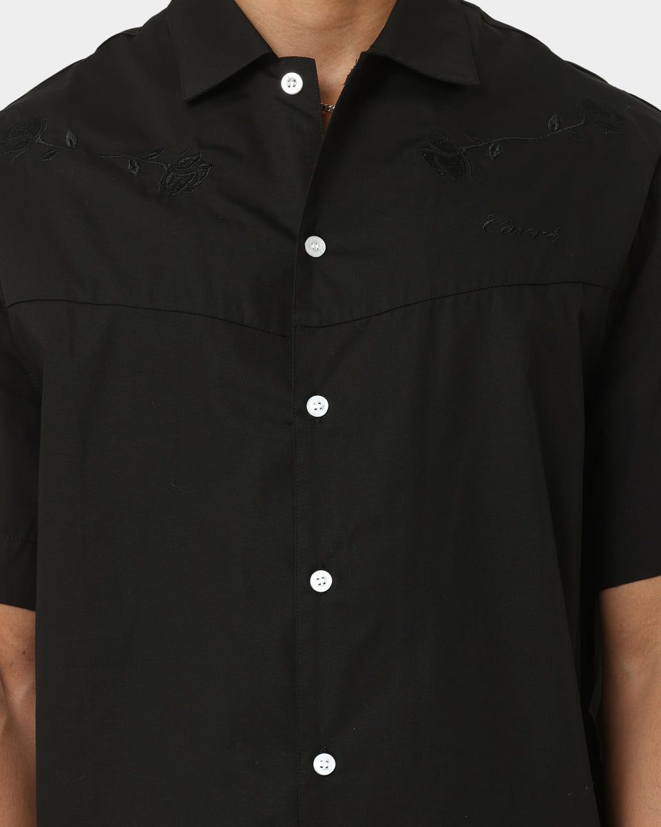Carre Bandana Ultra Short Sleeve Button Up Shirt Black
